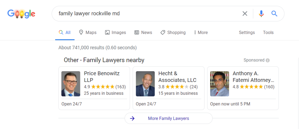 Google Screened Listings for Legal Services