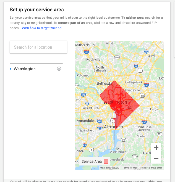 google verification - geographic area