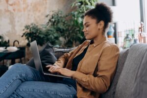 woman on a laptop