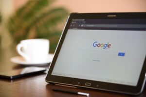 Google search screen on tablet