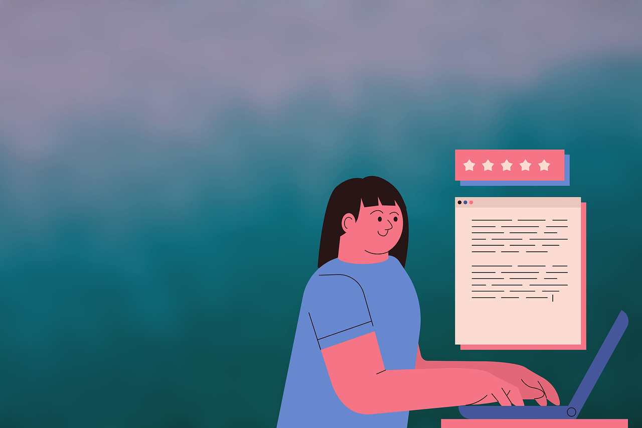 illustration of person leaving a review online