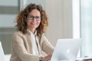 woman working on laptop